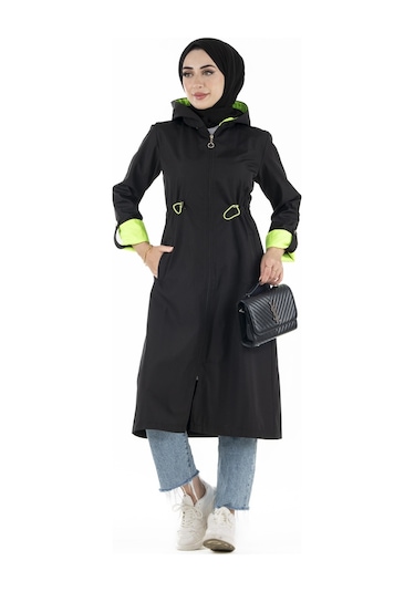 Sevitli Neon Trençkot-siyah-2448-siyah Siyah