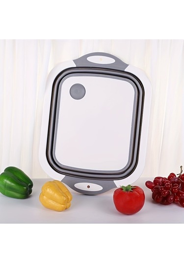 Tcherchi Açık Havada Kamp ve Seyahat İçin Taşınabilir Katlanabilir Kesme Tahtası Gri Beyaz