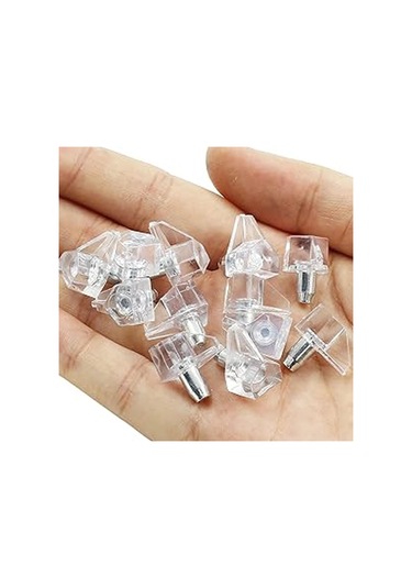 Kristal Raf Pimi Şeffaf Cam Ahşap Metal Raf Tutucu Çivisi Mobilya Dolap Pimi 100 Adet