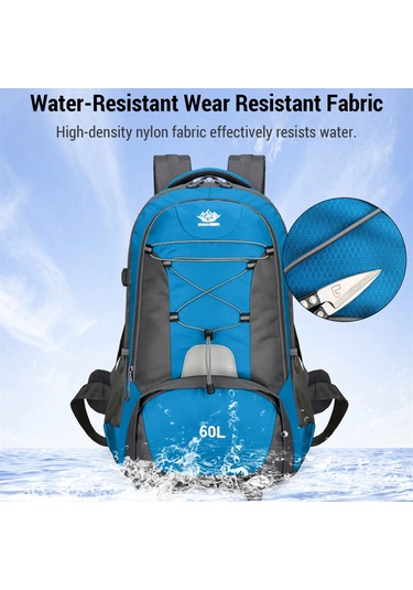 Jeehugo 60l Yüksek Yoğunluklu Nilon Dağcı Sırt Çantası - Su Geçirmez, Bölünmüş Depolama, Nefes Alıcı Arka Sistemi Ve Reflektör Çubuklarıyla Outdoor Maceralar İçin Kırmızı