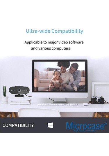 Microcase 1080p 360 Dönerli Mandal Kıskaçlı Full Hd Webcam Kamera Zr807 - Al5149