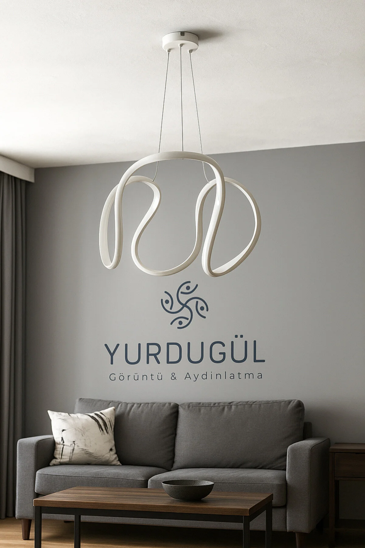 Modern Yağmur Model Led Avize Beyaz Kasa 3 Renk Işık Seçenekli Dekoratif Tasarım Beyaz