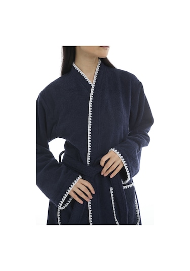 Athena Kimono Kadın Bornozu- Lacivert %100 Pamuk Lacivert