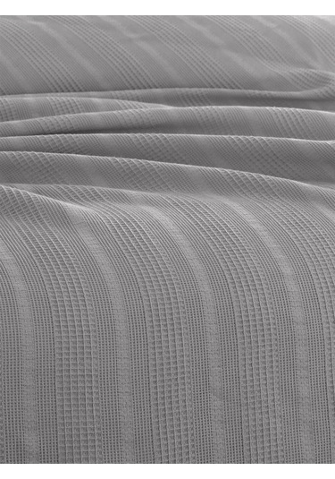 Tek Kişilik Waffle Pike 160x230cm, %100 Pamuk, Petek Tasarım, Gri Renk Gri