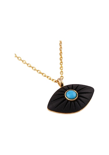 Masliko Göz Gümüş Kolye Ms3265, 925 Ayar Kadın Gümüş Kolye, Altın Kaplama Altın