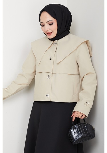 Pelerin Görünüm Astarlı Trenç 1625 - Bej Bej