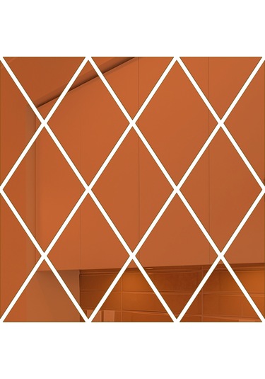 Vkemall Akrilik Renkli Yansımalı Duvar Sticker, Modern Ev Dekorasyonu, Diamond Desenli, Kahverengi, S Boyutu Çok Renkli