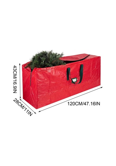 Yifomall 7 Ft Altı Ağaçlar İçin Su Geçirmez Depolama Çantası - 120x28x43 Cm, Güçlü Eldivenli, Tam Uzunluklu Reçme Kırmızı