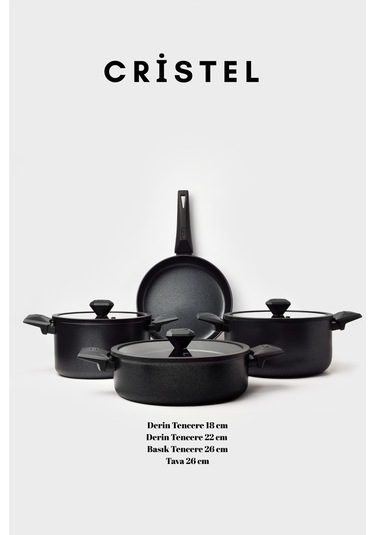 Cristel 7 Parça Tencere Seti Siyah Siyah