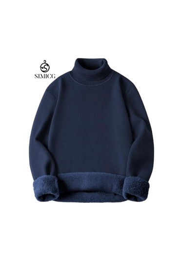 Yün Modal Balıkçı Yaka Örme Kazak Sıcak Alt Gömlek Erkek Kazak Beyaz