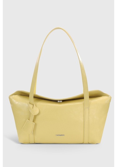 Rugan Sarı Kapaklı Bowling Omuz Çantası 270 Rugan Sarı