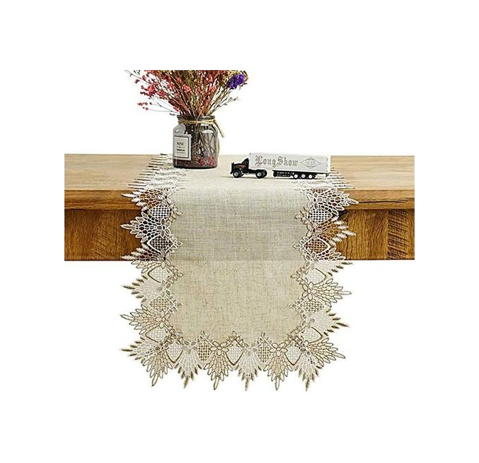 90 Cm Doğal Masa Koşucu Modern Keten Masa Örtüsü Dantel Işlemeli Tv Kabine Toz Kapak Ev Düğün Masa Dekorasyon Koşucu Masa Masa Koşucuları Milky 4 Adet B