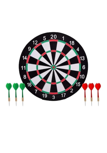 Büyük Boy Dart Seti 36 Cm Çift Taraflı Dart Hedef Tatası 6 Oklu