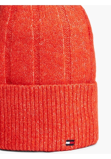 Tommy Hilfiger Th Flag Fluffy Beanıe Kadın Turuncu Bere - Aw0aw17779
