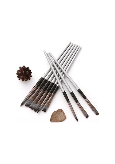 Willowhaven Zhu Tıng 24 Adet Naylon Kıl Boya Fırçası Seti, Suluboya Fırçaları, Bez Çanta, Turuncu Kırmızı Çubuk