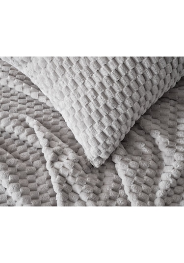 Doqu Petek Battaniye Seti Çift Kişilik Gri Diğer