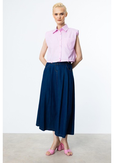 Ekol Tensel A Kesim Cepli Uzun Etek-5655 İndigo
