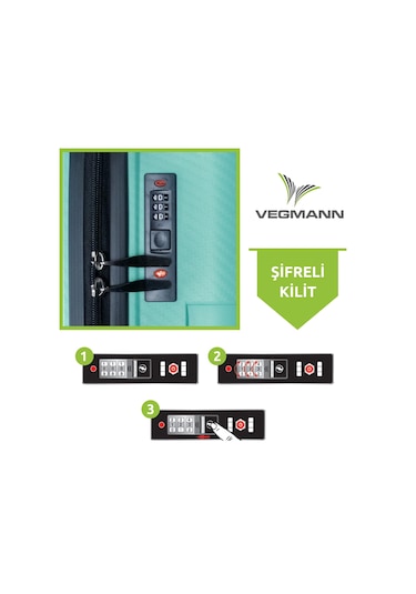 Vegmann Polipropilen Pp Atlas Su Yeşili Kabin Boy Valiz Su Yeşili