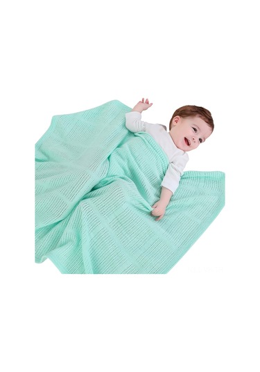 Vkemall "yumuşak Pamuk Bebek Battaniyesi - Nefes Alabilir Delikli Tasarım, Seyahat Ve Uyku İçin" Nane Yeşili