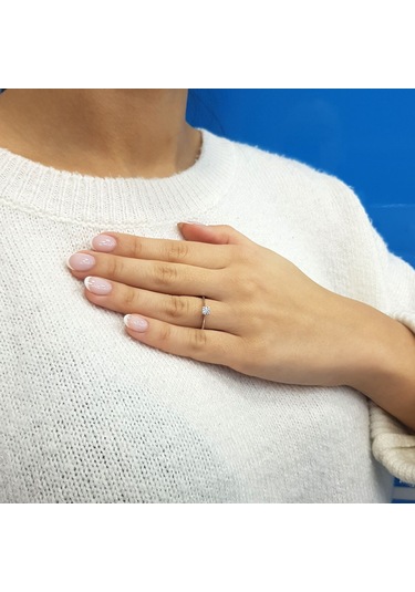 Lova G Renk 0,19 Karat Pırlanta Tektaş Yüzük - HRD Sertifikalı