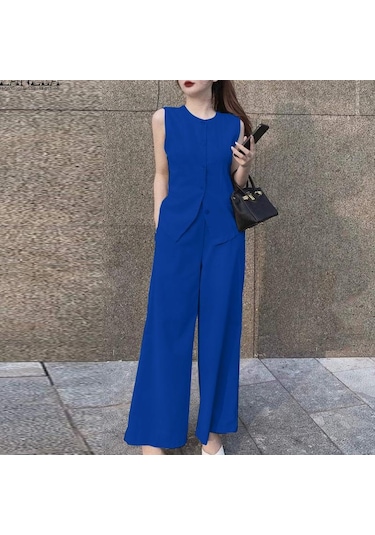 Zanzea Yaz Kıyafetleri Bayan Üstleri Ve Geniş Bacak Pantolon Rahat İki Parçalı Takım Elbise Seti Pembe Zanzea Yaz Kıyafetleri Bayan Üstleri Ve Geniş Bacak Pantolon Rahat İki Parçalı Takım Elbise Seti Pembe