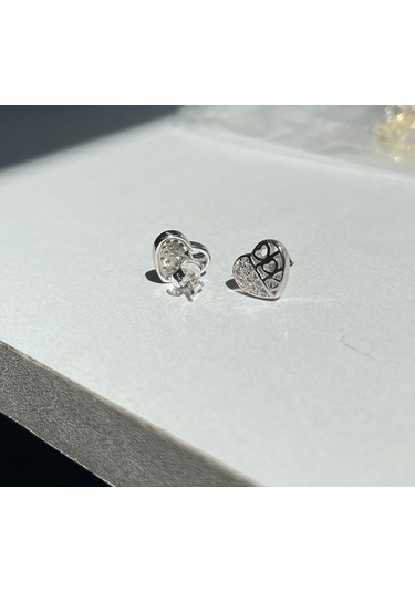 Silver Point Taşlı Kalp Figürlü Küpe Gümüş