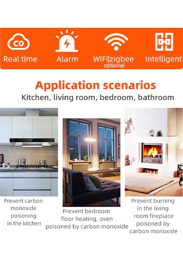 Teltree Zigbee Akıllı Karbonmonoksit Alarmı Mobil Uygulama İle Anlık Gaz Takibi Çoklu Alarm Seçenekleri Usb Güç Kaynağı