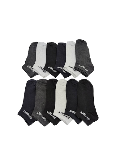 Unisex 12'li Yarım Konç Spor Çorap Ekonomik Beyaz