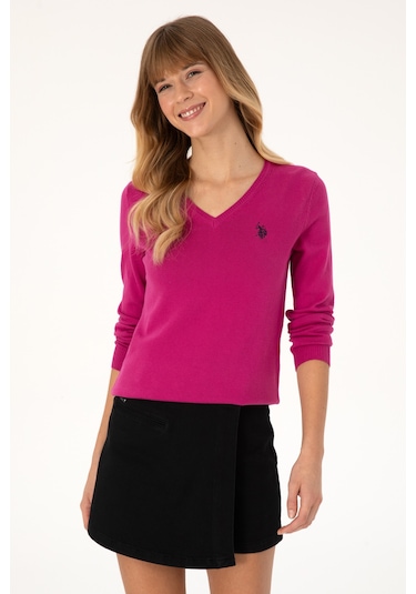 U.S. Polo Assn. U.s. Polo Assn. Kadın Kazak /triko 50313590-vr252 Fusya Melanj
