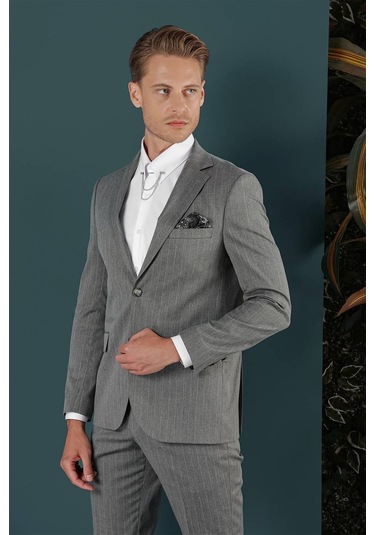 C 652 Slim Fit Gri Spor Ceket Gri