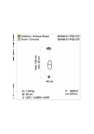 Lucea Barısta 48W 3000K 2'Li Eskıtme Ledlı K.Boy Sarkıt