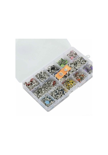 Dofolink 9.5mm 10 Renk 200 Adet Somunlu Tıkama Aracı Seti - El Presi Ünitesi Ve Depolama Kutusu Çok Renkli