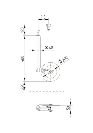 Knott 48mm 150kg Karavan/römork Pilot Tekeri