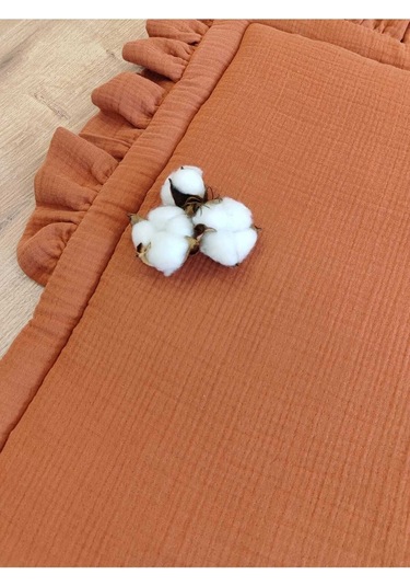 Ekru 4 Kat Müslin Bebek Battaniyesi %100 Pamuklu Doğal Organik Uyku Kundağı Hastane Çıkışı Yenidoğan Kiremit