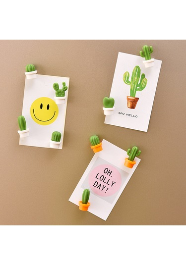 Fosenze "6 Adet Sevimli Kaktüs Buzdolabı Mıknatısı - Renkli Dekor Ve Pratik Kullanım" Portakal