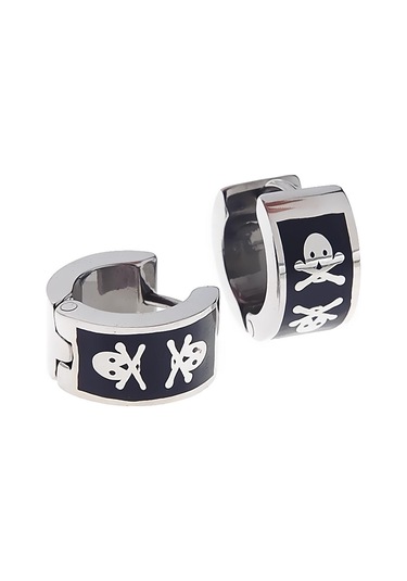 Kuru Kafalı 316L Erkek Çelik Küpe Takı Aksesuar W P24 T5 Çelik