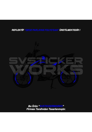 Mondial Drift L Gece Parlayan Sticker Set Paketi Jant li Mavi