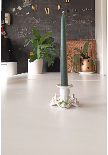 İkili Şamdan Mum 2x25cm Yeşil