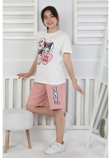 Love Is Kız Çocuk Üst Süprem Alt 2 İp Şort Takım Pudra