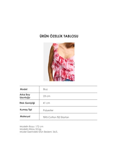 Itsbasic Kadın Pembe Baskılı S6 Çiçek Desen-7 Asimetrik Kesim Askılı Bluz