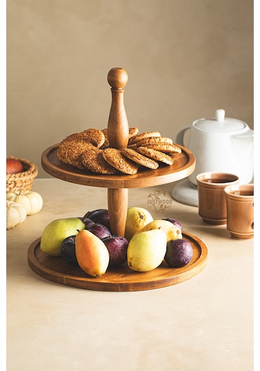 Justwood 2 Li 2 Katlı Kek Stantı Ve 25/14 Cm Mummy Pasta Sunumluk