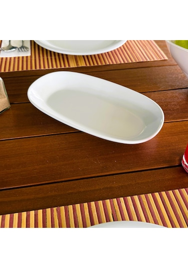 Alezy 607 Göreme Melamin Termostar Kayık Tabak 24x14 Cm Beyaz