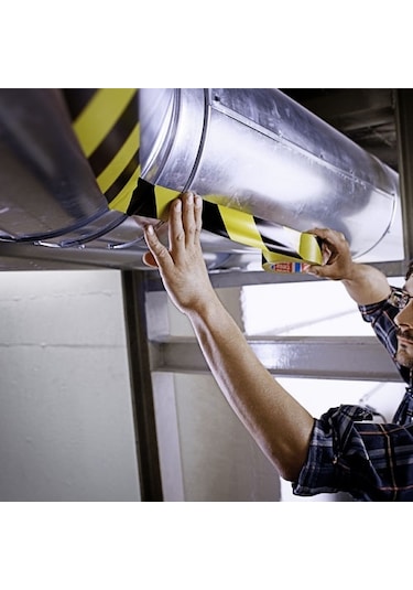 Tesa 60760 Yer İşaretleme ve Çizgili İkaz Bandı Sarı Siyah 33M X