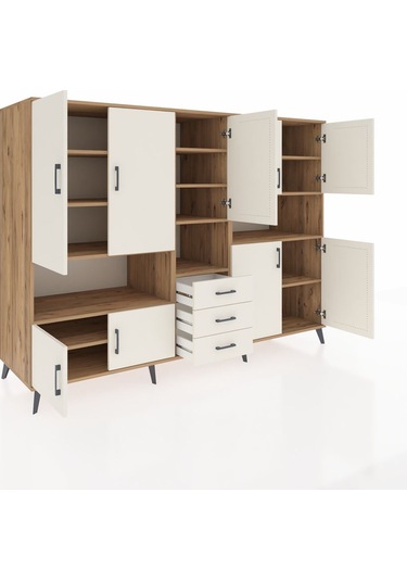 Kronos Dolap 13 Raflı 3 Çekmeceli 9 Kapaklı 220x59x163 Çam-aytaşı Çam-aytaşı