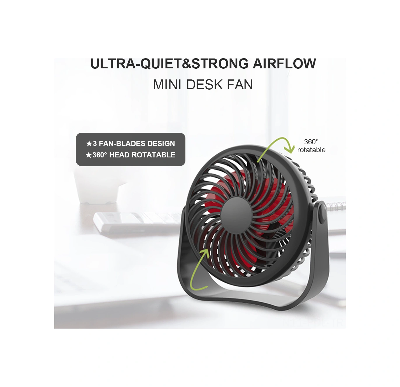 Padalink Mini Masa Fanı - Beyaz, 3 Hız Ayarı, 360 Döner Kafa, 2000mah Pil, 5-8 Saat Süre, Sessiz Dc Motor, Usb Şarjlı, Ofis/dormada Kullanıma Uygun