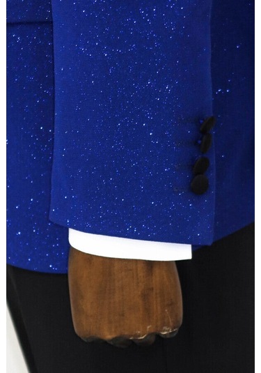 Wessi Şal Yaka Simli Lacivert Erkek Smokin Ceket Lacivert