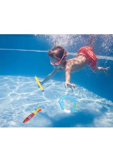 Dalış Havuzu Oyuncağı Sualtı Yüzme Dalış Torpido Atma Köpekbalığı, 4'lü Paket