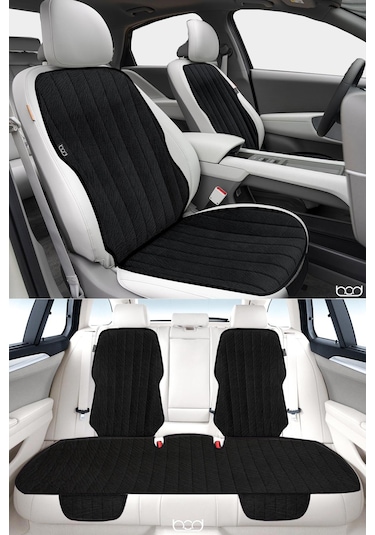 Bod Vodina Serisi Tay Tüyü Cepli Oto Koltuk Minder Seti Koltuk Koruma Kılıfı Ön Arka Set Siyah