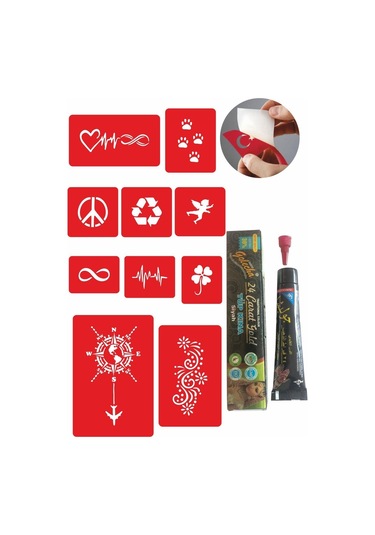 3M Pusula Nabız Kınayla Geçici Dövme Kampanya Seti 1 Tüp Kına 10 Desen Siyah