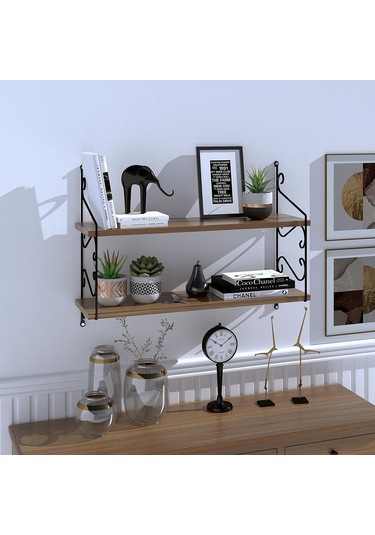 Decormet Seramoni Raf Seti 2 Raflı 200 720 Ceviz Çok Renkli